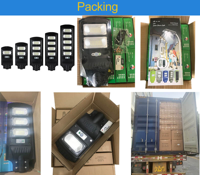 Embalaje de alumbrado p&uacute;blico solar integrado.